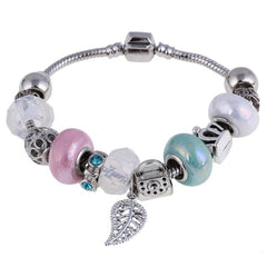 atwargi Pink Crystal Charm Silver Bracelets & Bangles for Women