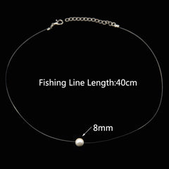 Female Transparent Fishing Line Necklace Silver Invisible Chain Necklace Women atwargi