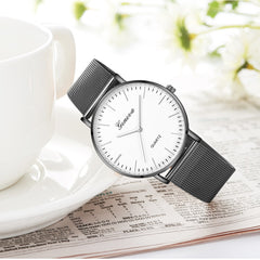 Quartz Watch  Women Mesh Stainless Steel Watchband High Quality Casual Wristwatch Gift for Female