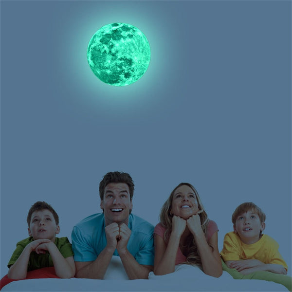 20cm Luminous Moon Earth Cartoon DIY 3D Wall Stickers for Kids Room
