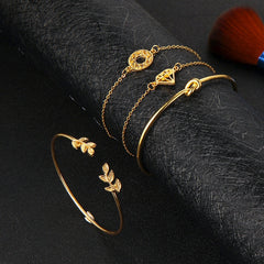 4pcs/Set Fashion  Bracelet Bangle for Women Gold Bracelets Jewelry