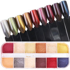 1Case Nail Glitter Powder Dust Iridescent Flakies Sequins Gold Silver
