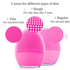 Ultrasonic Electric Facial Cleansing Brush Vibration Skin Remove Blackhead Pore Cleanser Silicone Face Massager USB