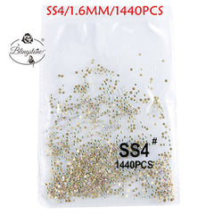 SS3-SS8 1440pcs Super Glitter Flatback Multicolor Non HotFix Rhinestones For Nail Art Decoration Shoes And Dancing Decoration