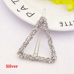 1 Pcs Fashion Crystal Rhinestones Hairpin Star Triangle Round Shape Women Hair Clips Barrettes Hair Styling Accessories